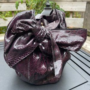 Valentino Garavani Purple/Black Python Slouchy “Nuage Bow” Purse